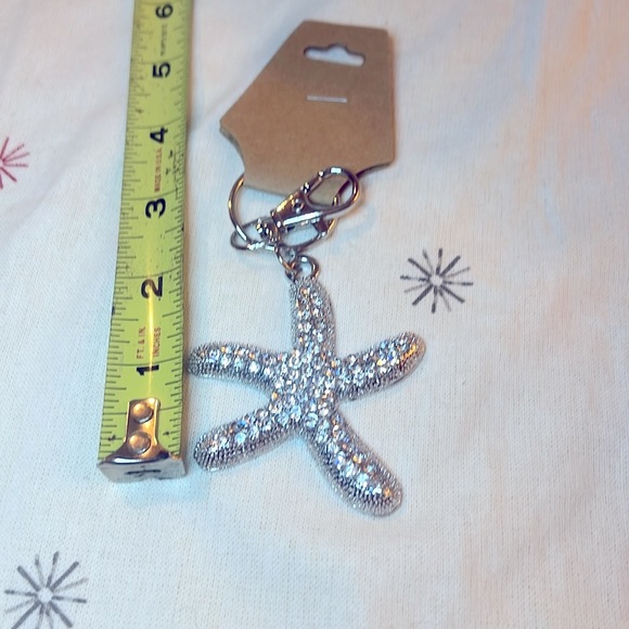 Bling Rhinestone Silver Starfish Purse Charm/Keychain - Picture 3 of 4